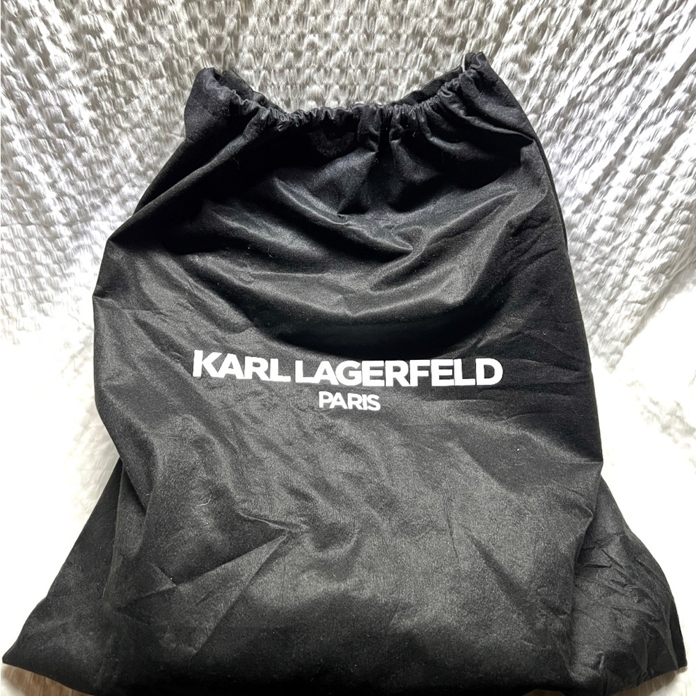 Karl Lagerfeld Paris Agyness Denim Shoulder Bag Pearl. - Picture 4 of 8